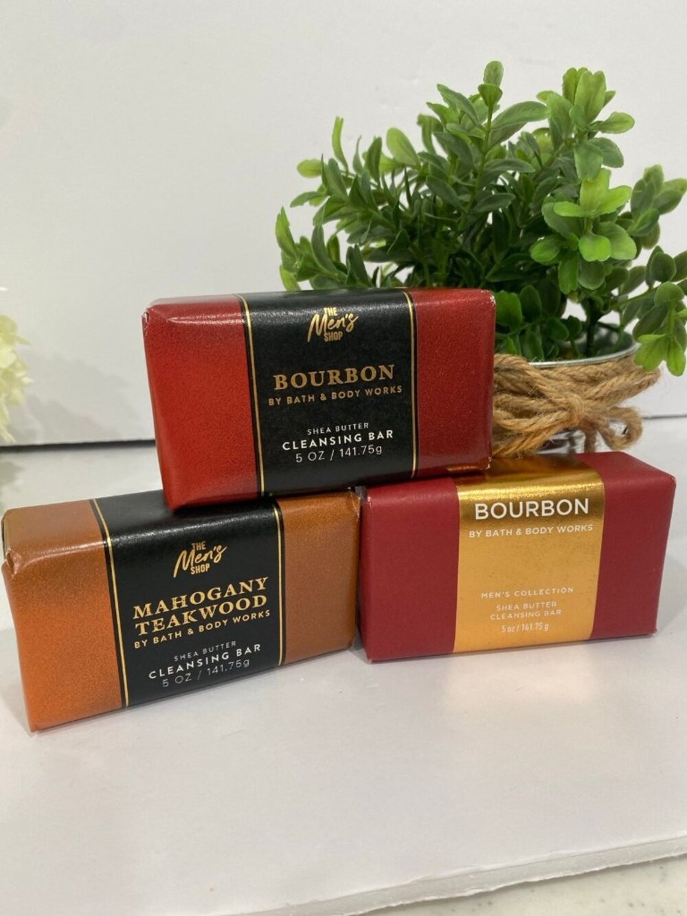 Bath & Body Works Men’s “Mahogany Teakwood” “Bourbon” -3 Shea Butter Bar Soaps
